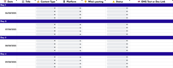 Screenshot of the content calendar section of the campaign toolkit.