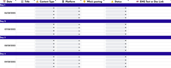 Screenshot of the content calendar section of the campaign toolkit.